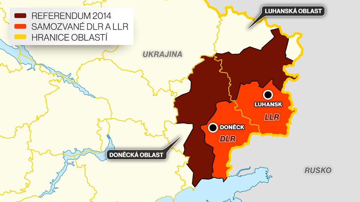 Rusko uznává za samostatné i oblasti pod kontrolou ukrajinských sil